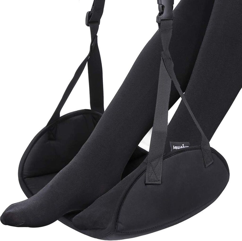Angemay premium memory foam airplane foot rest in obsidian black