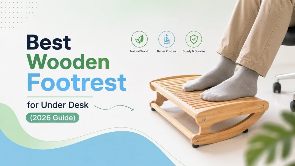 Best wooden footrest for under desk with a natural wood design and ergonomic rocking surface