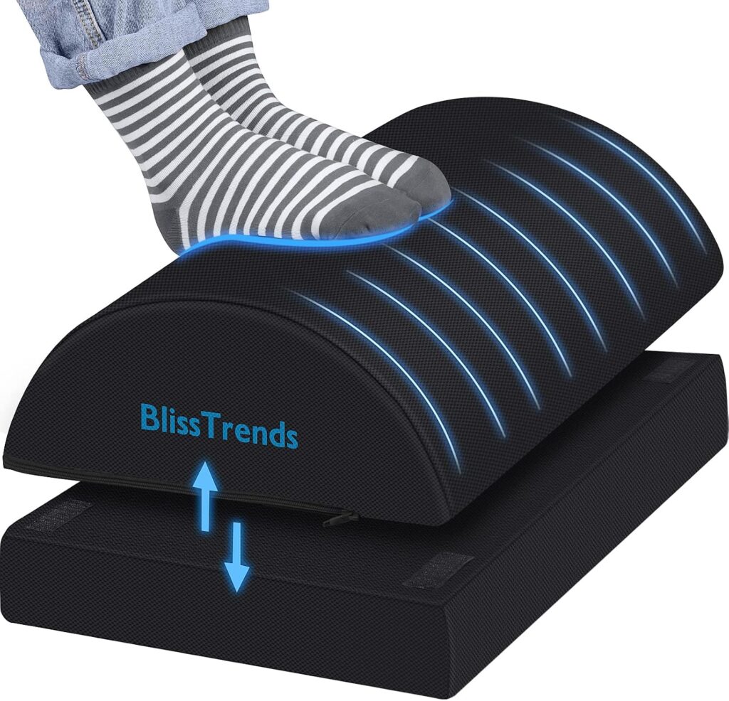 BlissTrends two-layer adjustable foam footrest in black