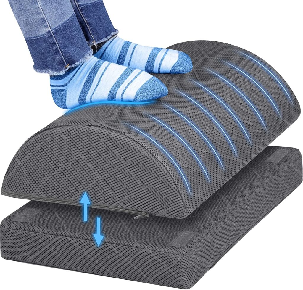 CushZone grey memory foam footrest with detachable two-piece base