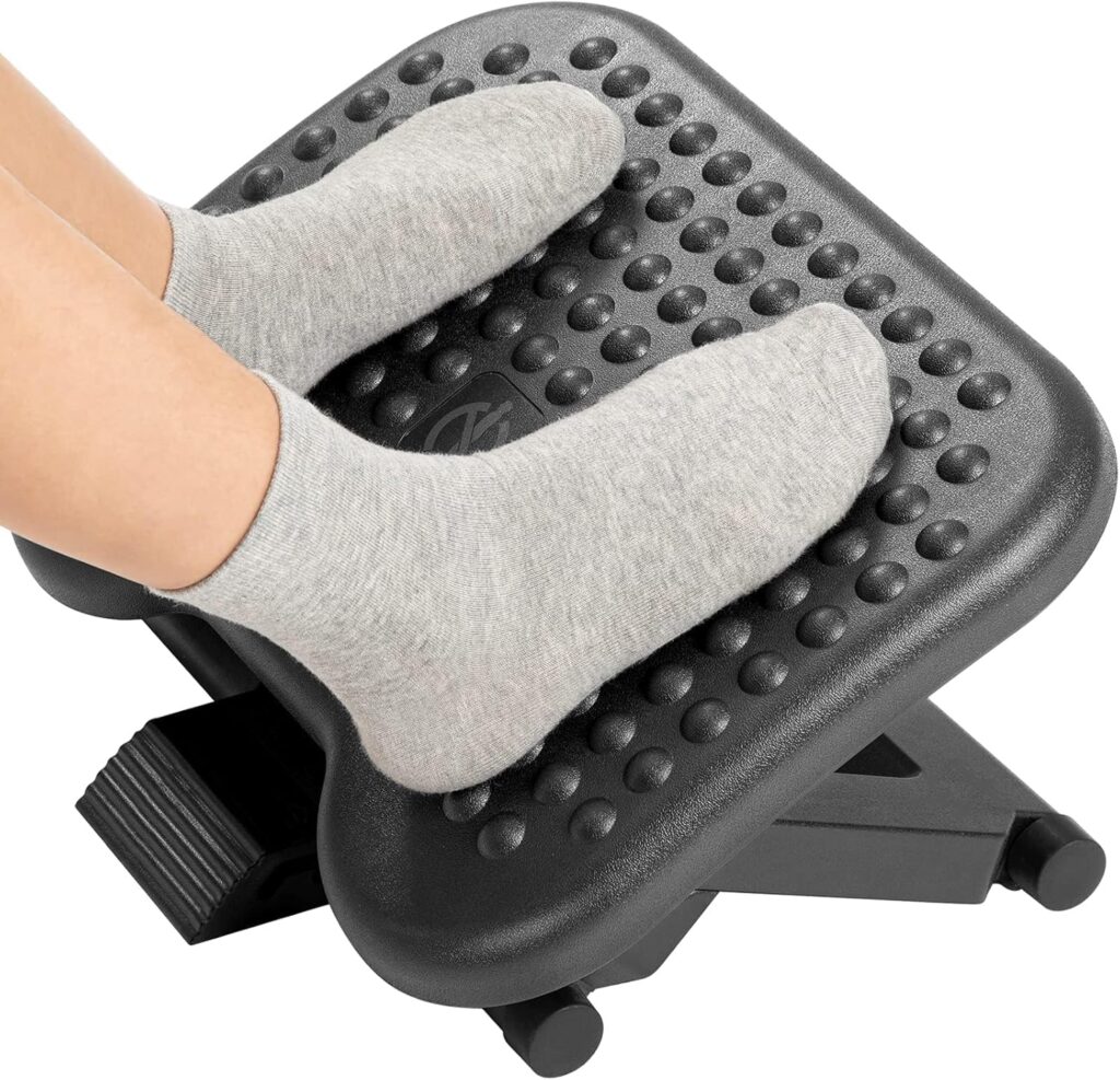 HUANUO tilting adjustable footrest with massage texture, black, under desk