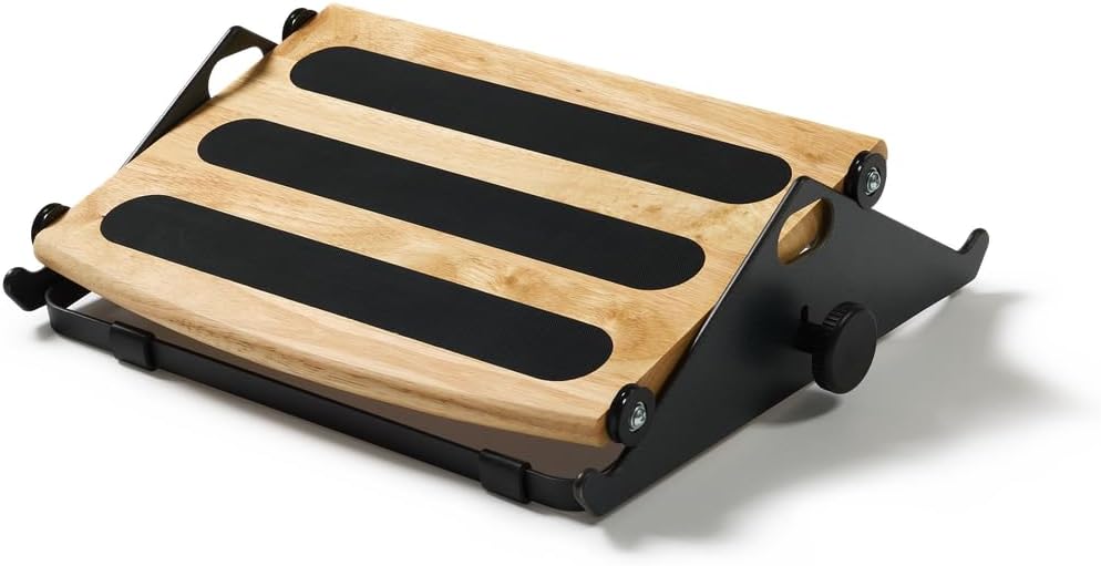 Humanscale FM300 wooden footrest with ball bearing rolling base