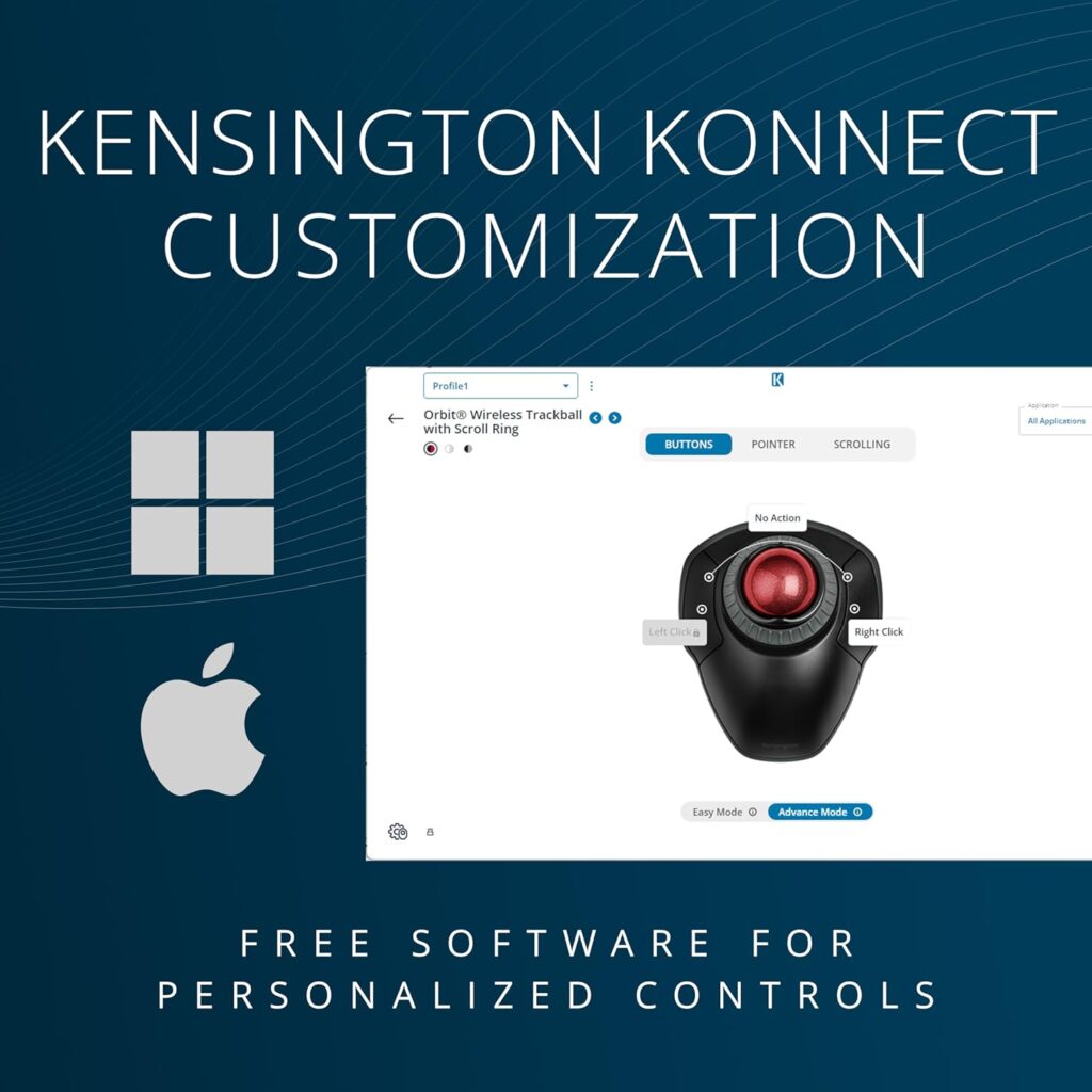 Kensington Orbit Wireless Trackball with Scroll Ring - Black-Red