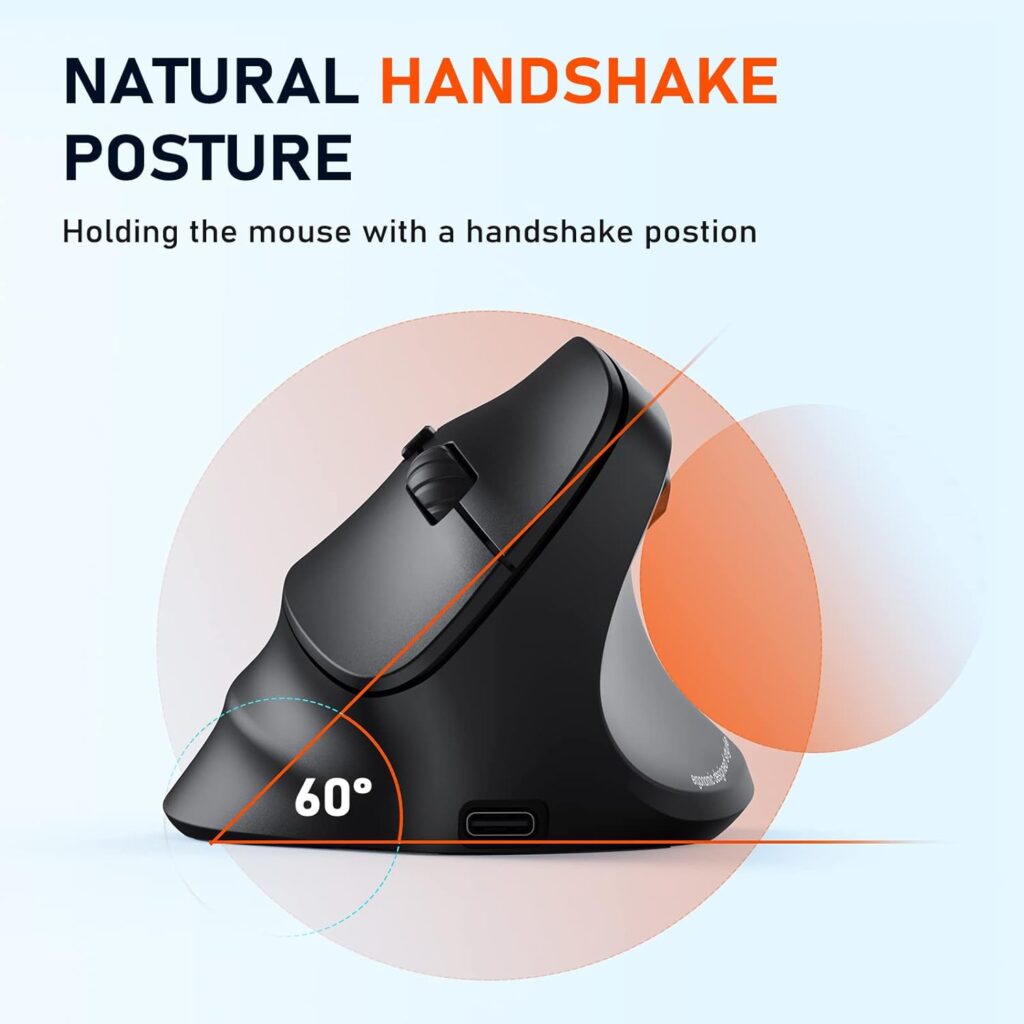 MEETION Ergonomic Wireless Vertical Mouse, Rechargeable, Black