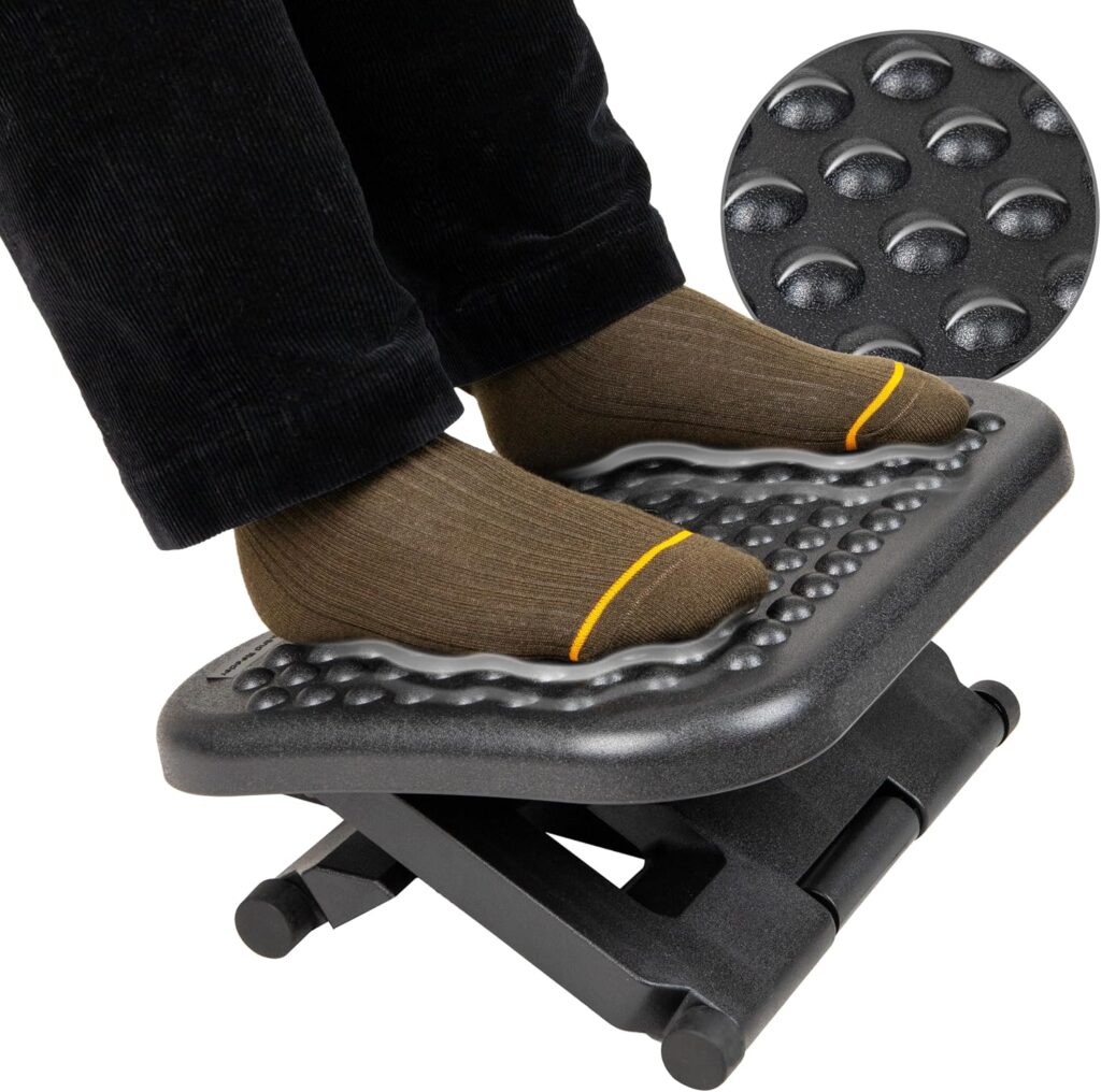 Mind Reader adjustable foot rest with textured surface in black