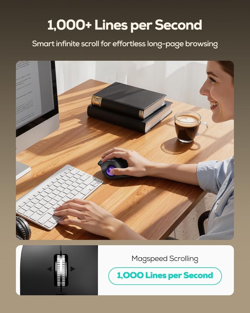 Nulea Wireless Trackball Mouse Ergonomic Vertical Design Thumb Control