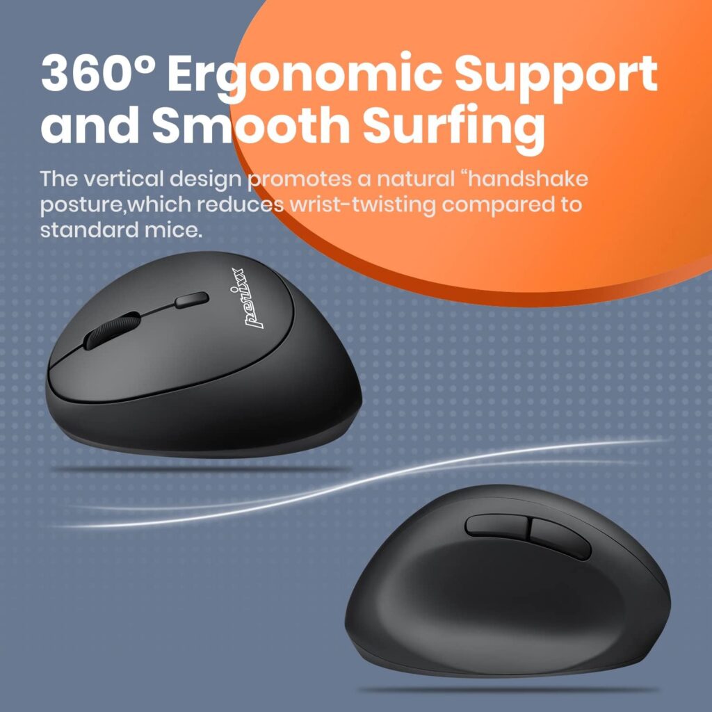 Perixx Perimice-719L, Left Handed Wireless Vertical Mouse, Portable Size for Laptops Computer