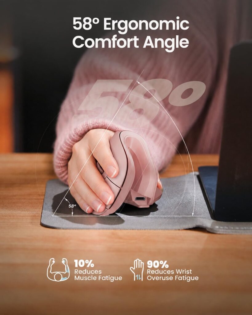 Proto Arc Ergonomic Mouse, EM11 NL Bluetooth Rechargeable wireless vertical mouse