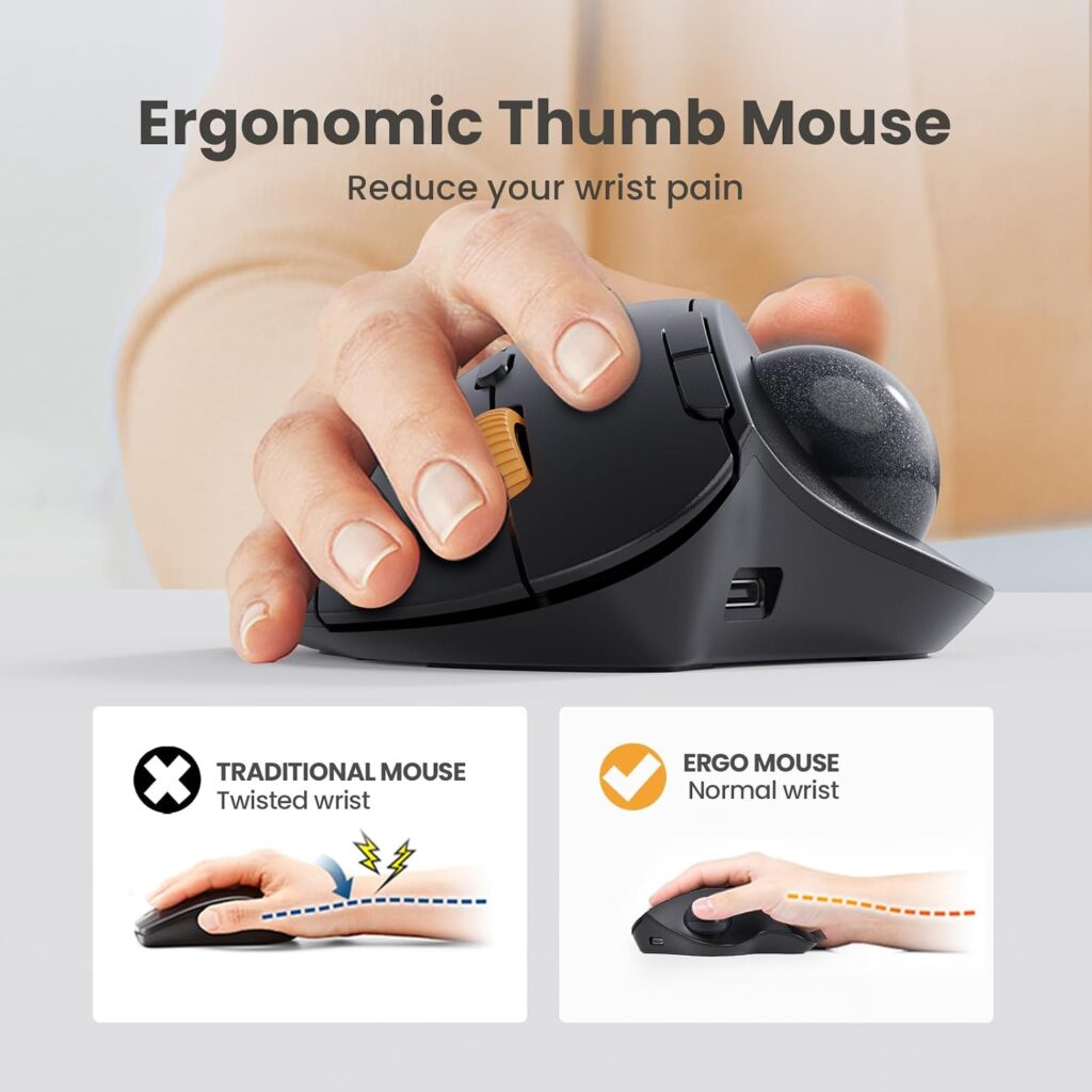 ProtoArc EM04 Wireless Trackball Mouse, Bluetooth Trackball Mouse