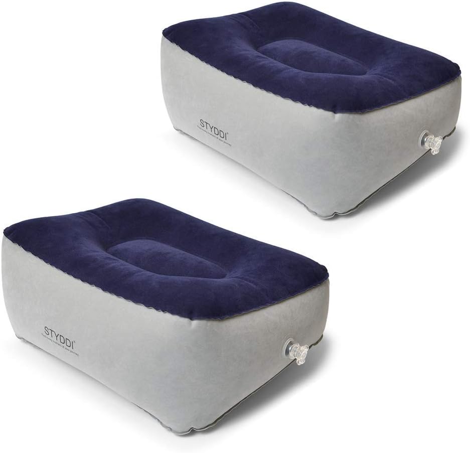 STYDDI inflatable foot rest pillow set of two in grey and blue