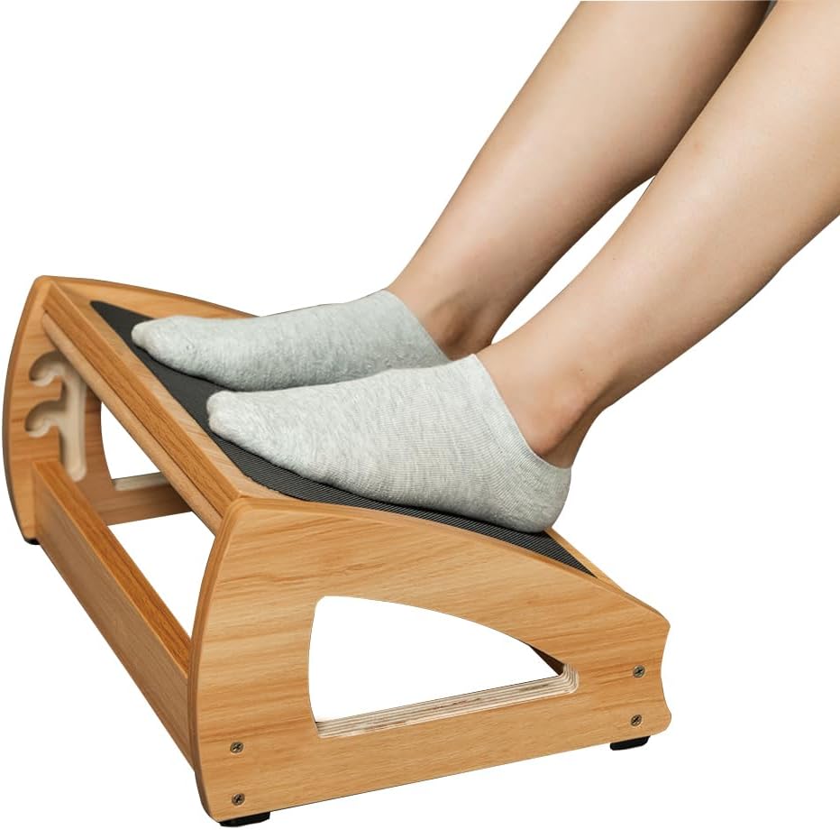 StrongTek wooden under desk foot rest with four height settings