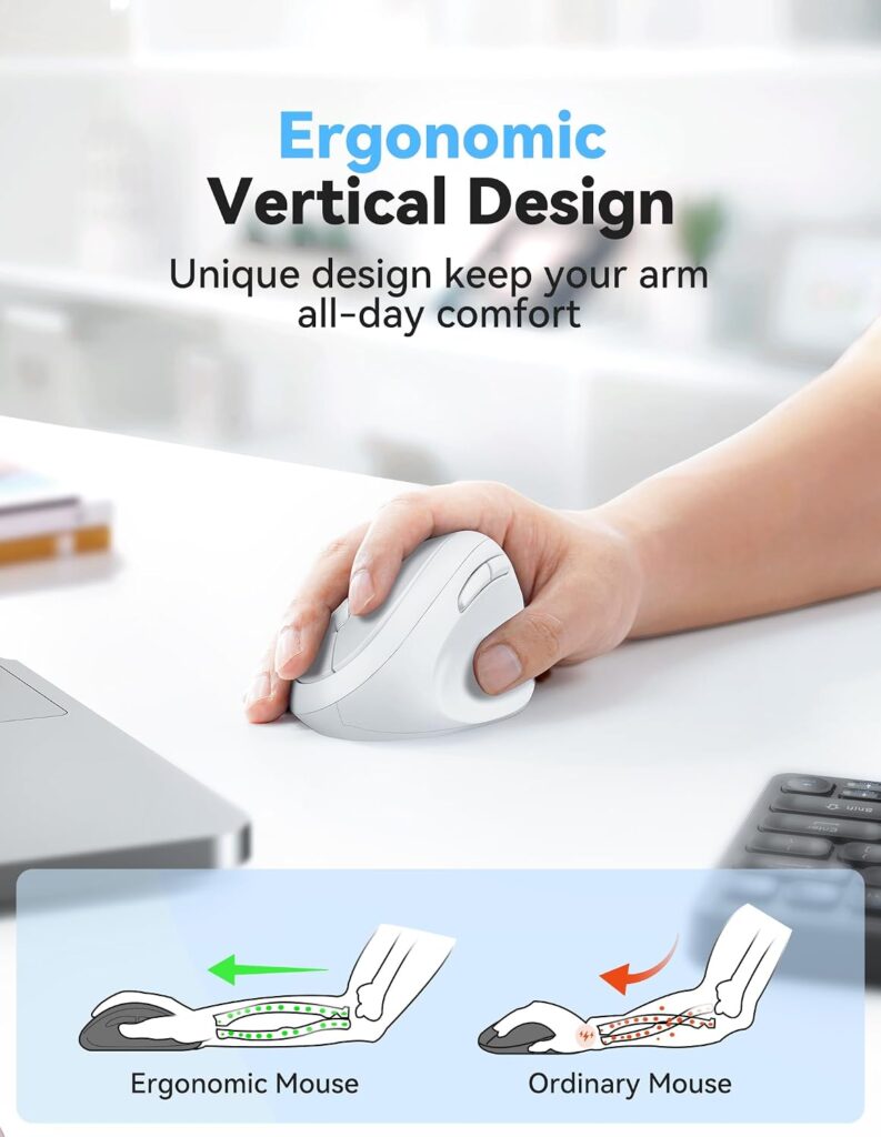 TECKNET Ergonomic Wireless Mouse 2.4G Vertical Mouse Silent 4800 DPI