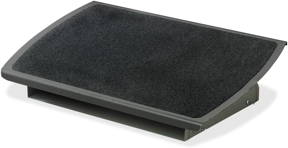 3M adjustable steel foot rest with wide platform under an office desk