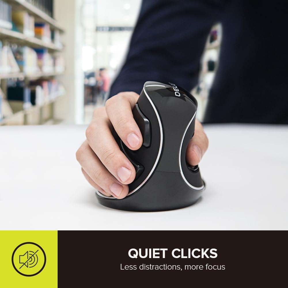 DELUX Ergonomic Vertical Mouse, Eireless Ergo Mouse For Large Hands
