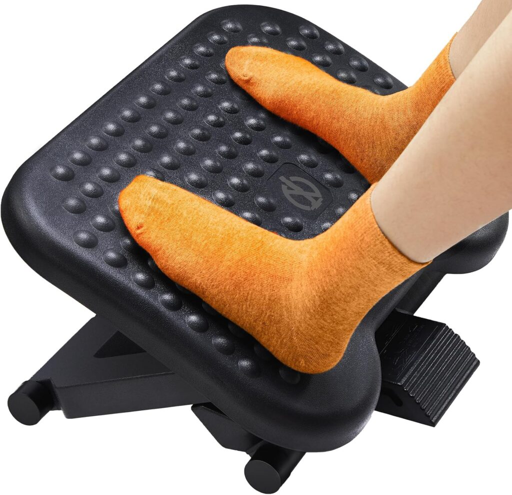 ErGear rocking footrest with massage texture platform under an office desk