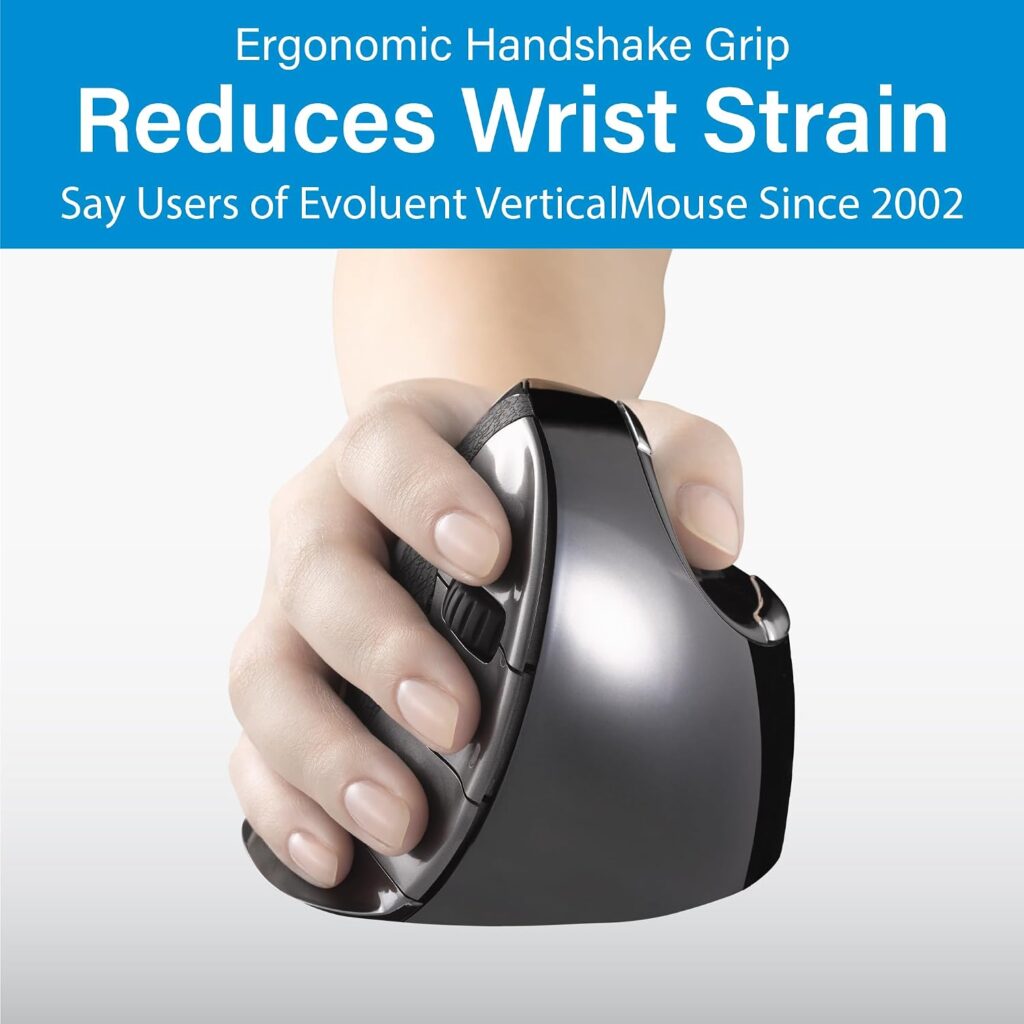 Evoluent – Inventor of The Vertical Mouse – VMDMW Ergonomic Vertical Mouse Right Hand Med USB Wireless