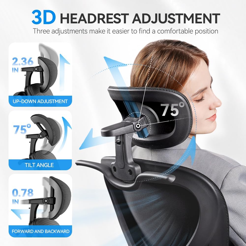 Freepub Ergonomic Office Chair with 3D Headrest