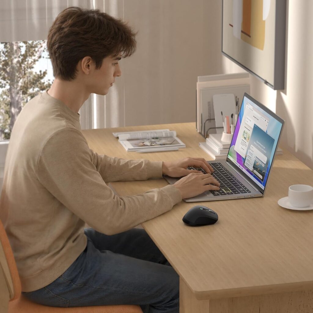 INFINMIND Wireless Side Scroll Mouse with Multi-Device, Ergonomic Computer Mice with Smart Flying Scroll,