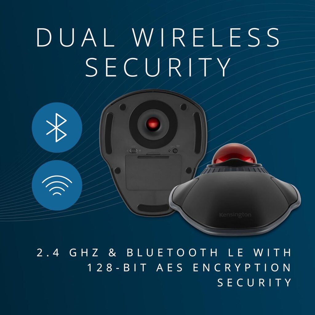 Kensington Orbit Wireless Trackball with Scroll Ring - Black-Red