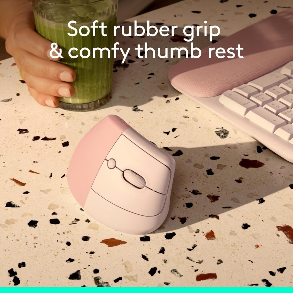 Logitech Lift Vertical Ergonomic Wireless Mouse - Rose