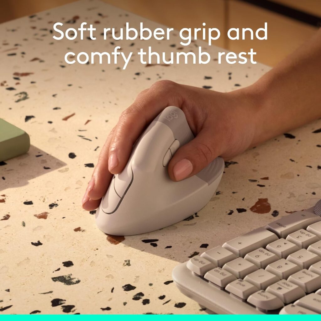 Logitech Lift Vertical Ergonomic Wireless Mouse - Sand