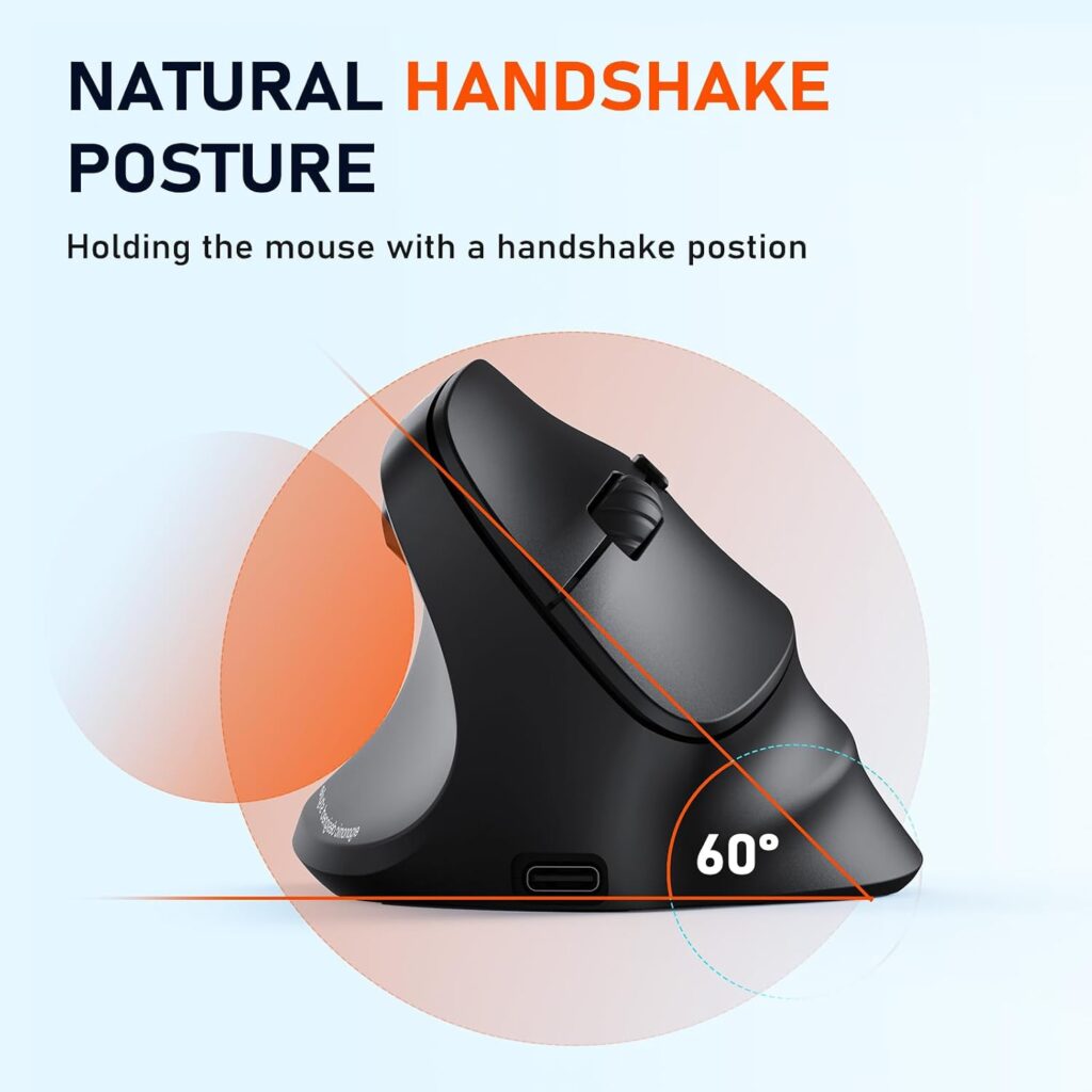 MEETION Left Handed Wireless Ergonomic Vertical Mouse