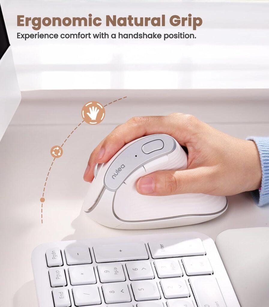 Nulea M510 Vertical Mouse Wireless, Ergonomic Mouse for Comfy Tracking