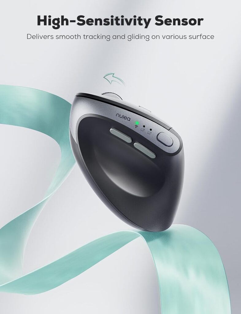 Nulea MD280 Ergonomic Vertical Wireless Mouse - Bluetooth & 2.4G Dual Mode, 4 Adjustable DPI