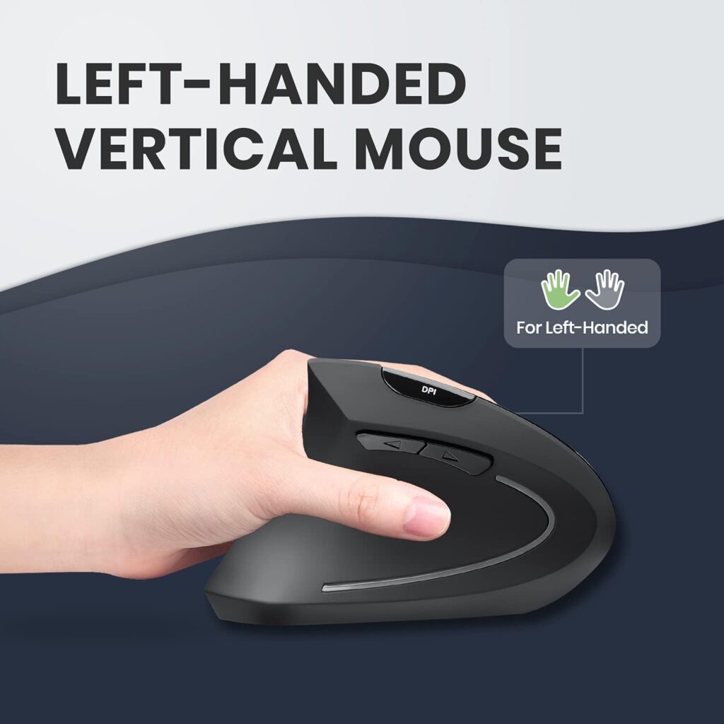 Perixx PERMICE-713L, Wireless Ergonomic Left Handed Vertical Mouse
