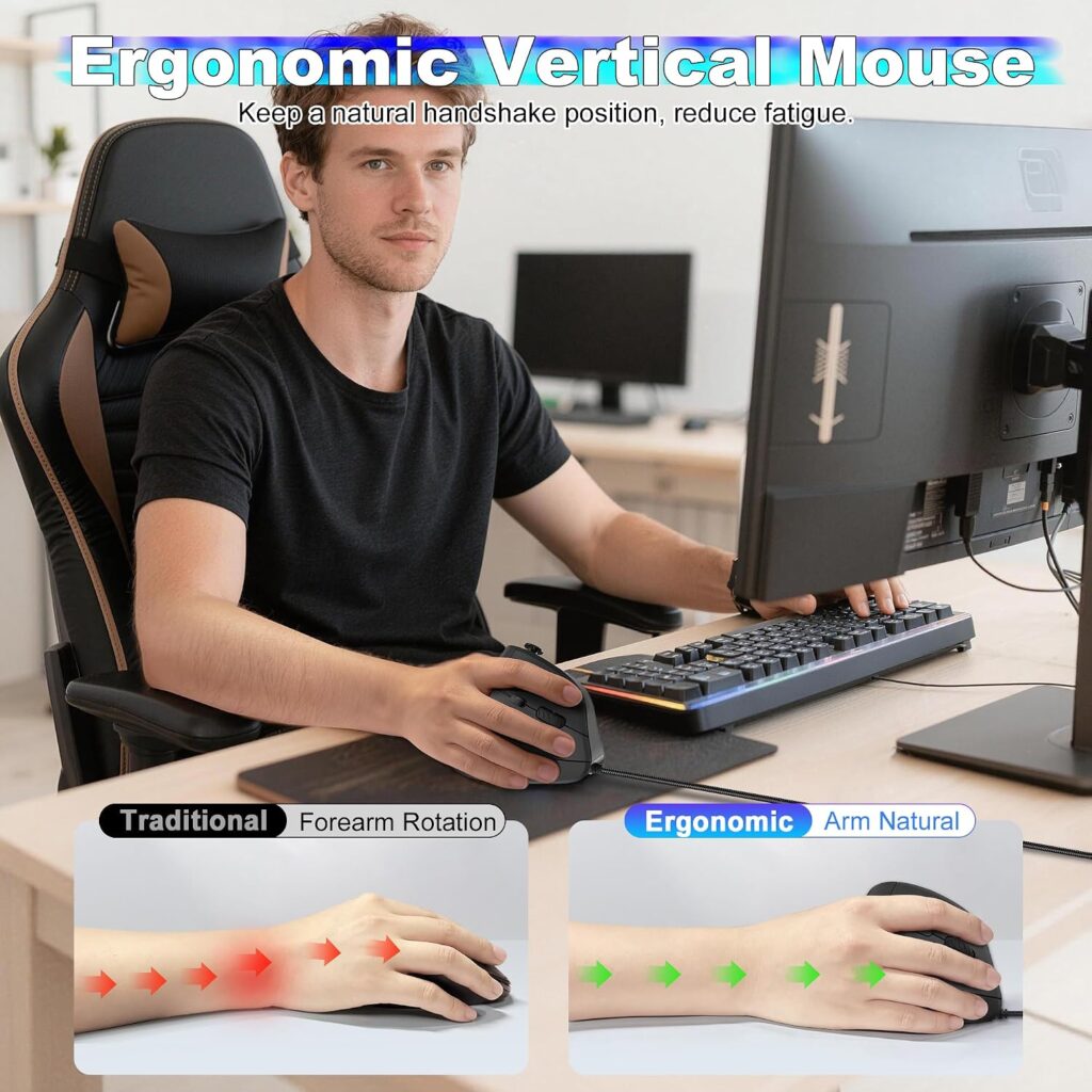 TRELC Wired Gaming Mouse with 5 D Rocker