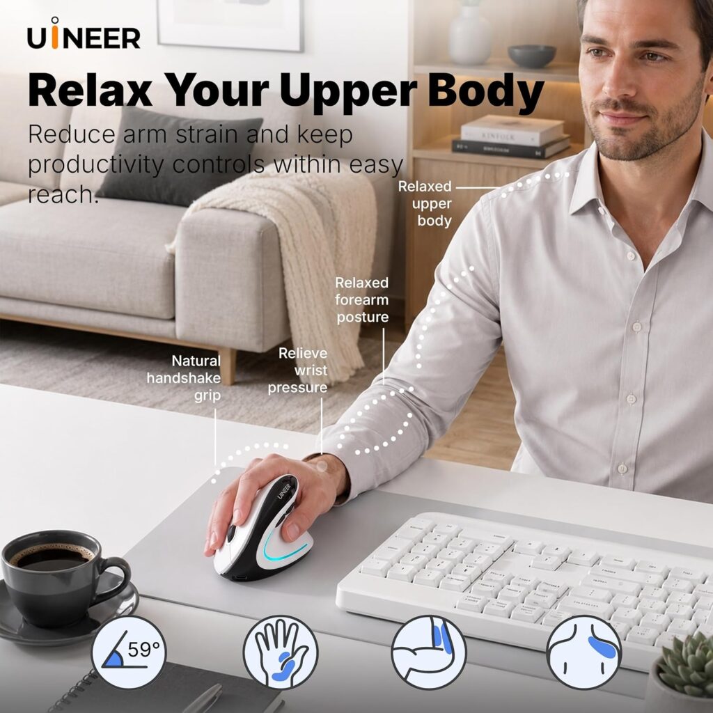Uineer Ergonomic Wireless Vertical Mouse