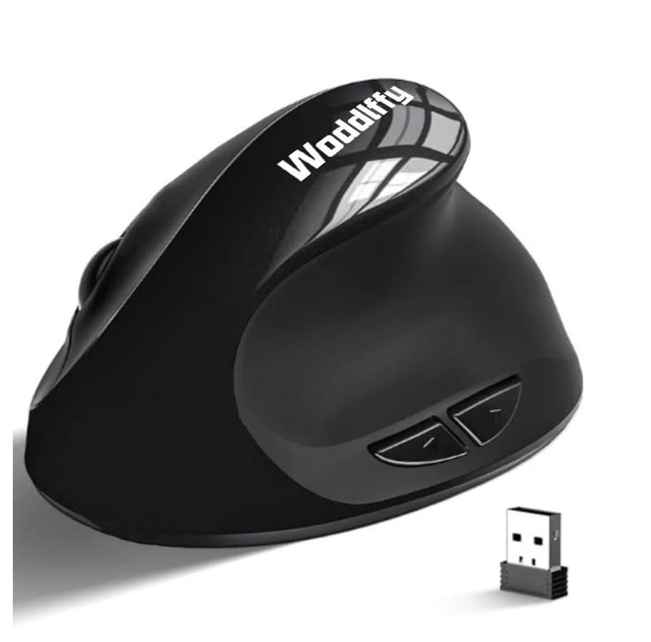Woddiffy Ergonomic Mouse, Vertical Wireless Mouse,Battery Powered Black