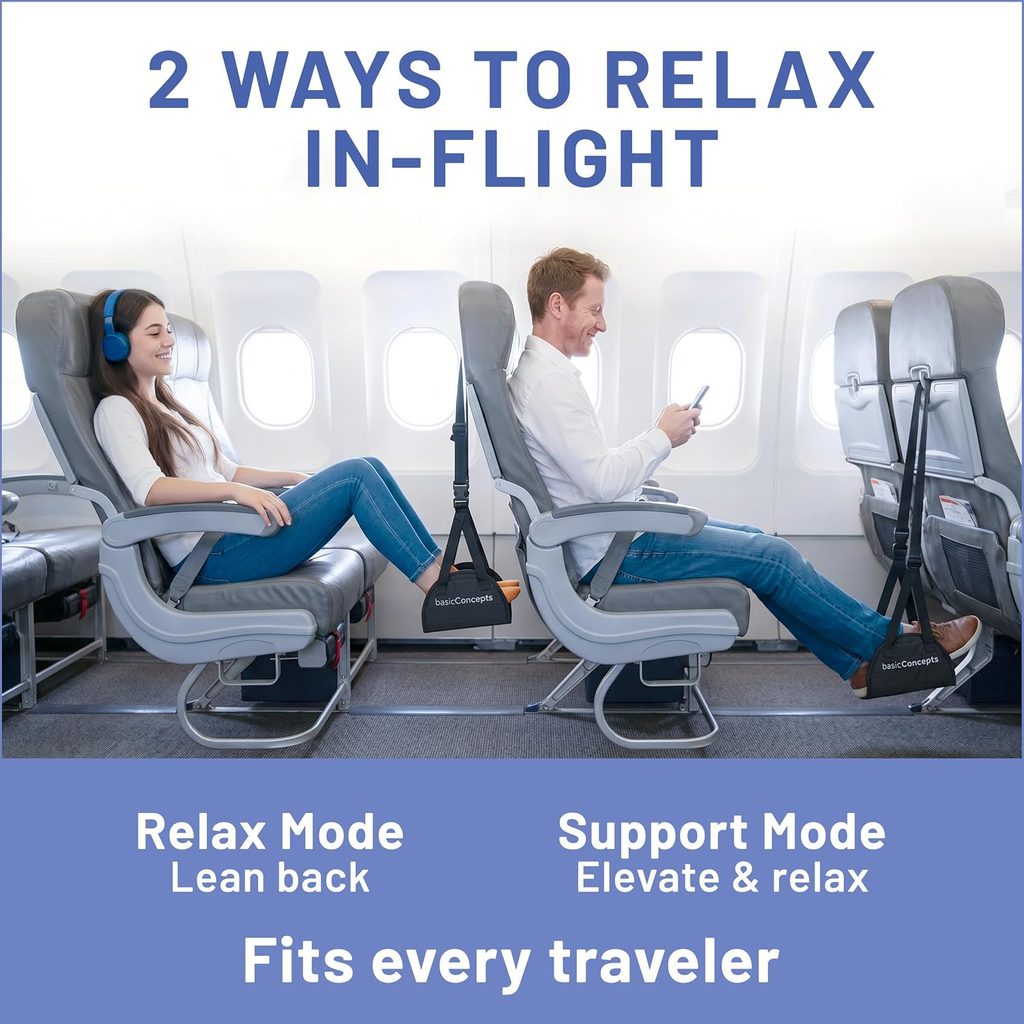 BASIC CONCEPTS Airplane Foot Hammock (Best Budget Pick With Proven Track Record)