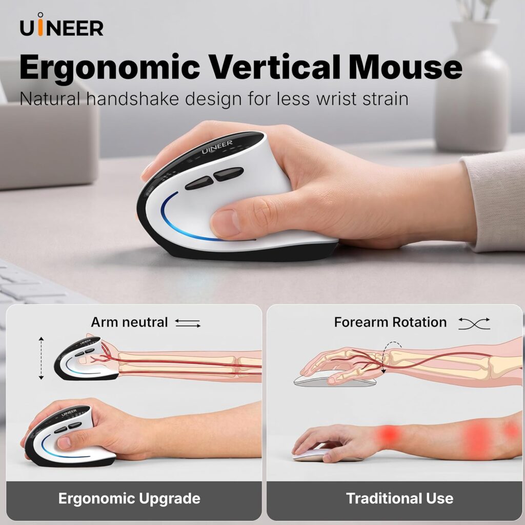 Uineer Ergonomic Wireless Vertical Mouse